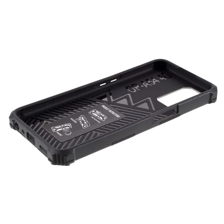 Funda de teléfono Armor PC TPU Combo a prueba de golpes con soporte y hoja de metal magnética para Oppo A54 4G / A55 5G / A16s / A16 - Negro