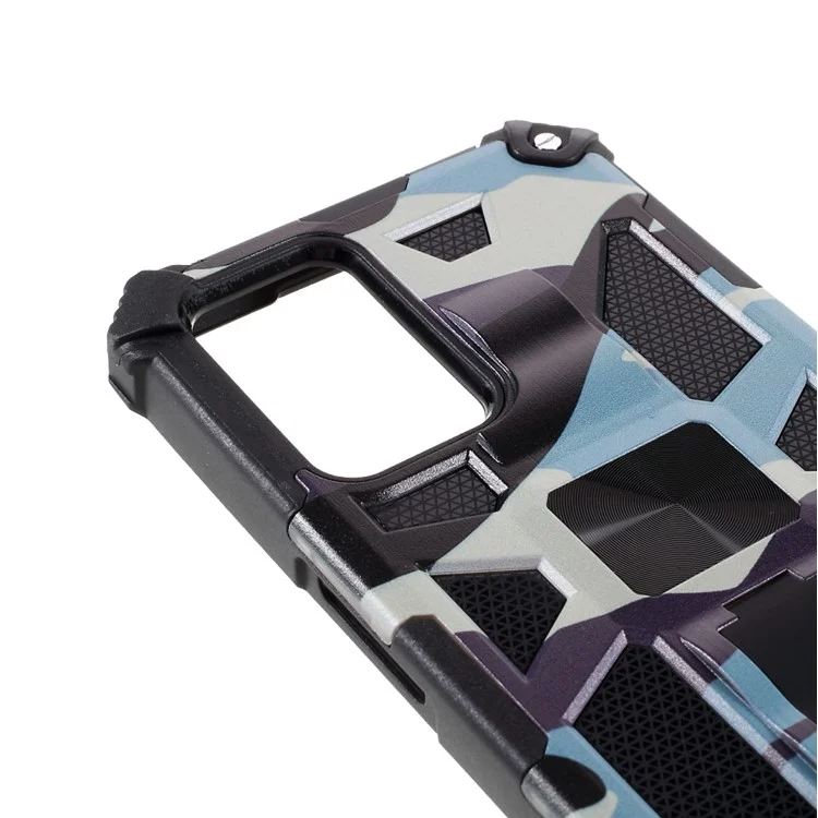 Modèle de Camouflage Détachable 2 en 1 Coquille de Protection Téléphonique Avec Feuille D'aimant Pour Oppo A54 4G / A55 5G / A16 / A16 - Bleu