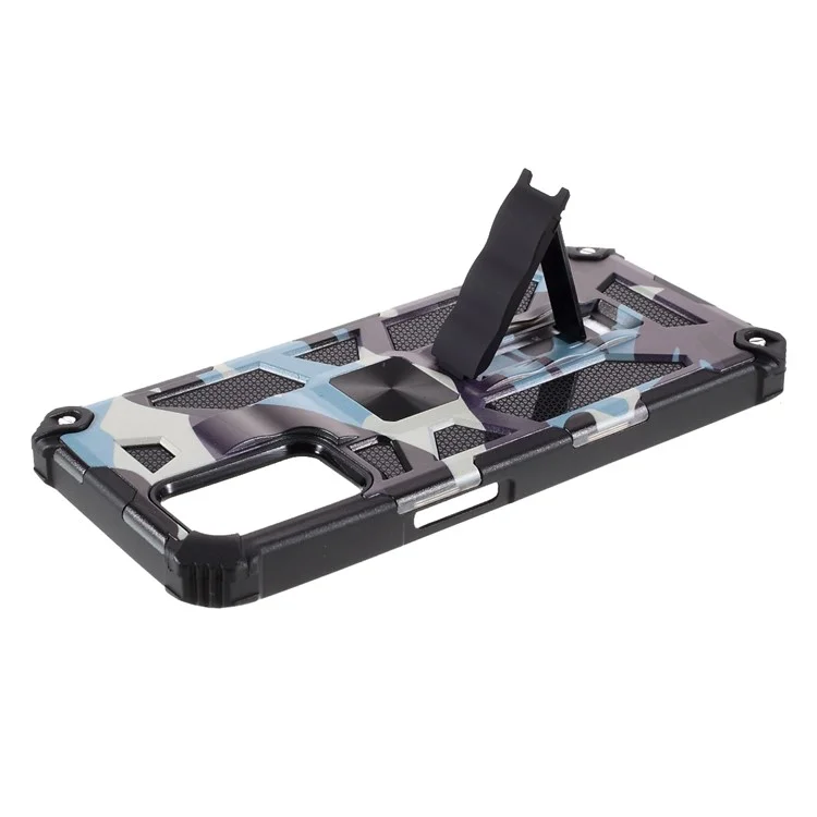 Modèle de Camouflage Détachable 2 en 1 Coquille de Protection Téléphonique Avec Feuille D'aimant Pour Oppo A54 4G / A55 5G / A16 / A16 - Bleu