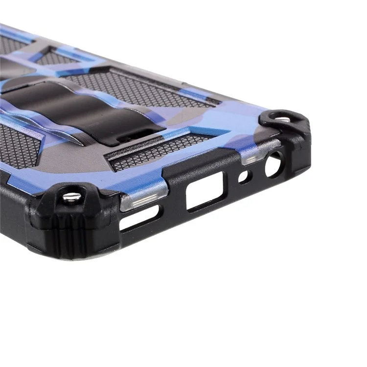 Modèle de Camouflage Détachable 2 en 1 Coquille de Protection Téléphonique Avec Feuille D'aimant Pour Oppo A54 4G / A55 5G / A16 / A16 - Bleu Foncé
