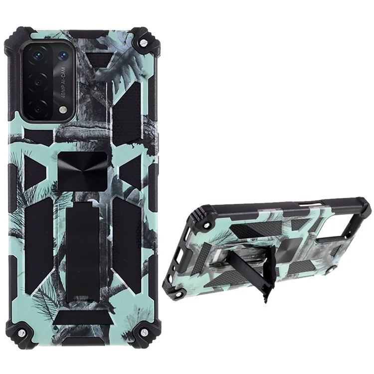 Camouflage Pattern Detachable 2 in 1 Phone Protective Shell with Magnet Sheet for Oppo A54 4G / A55 5G / A16s / A16 - Sky Blue