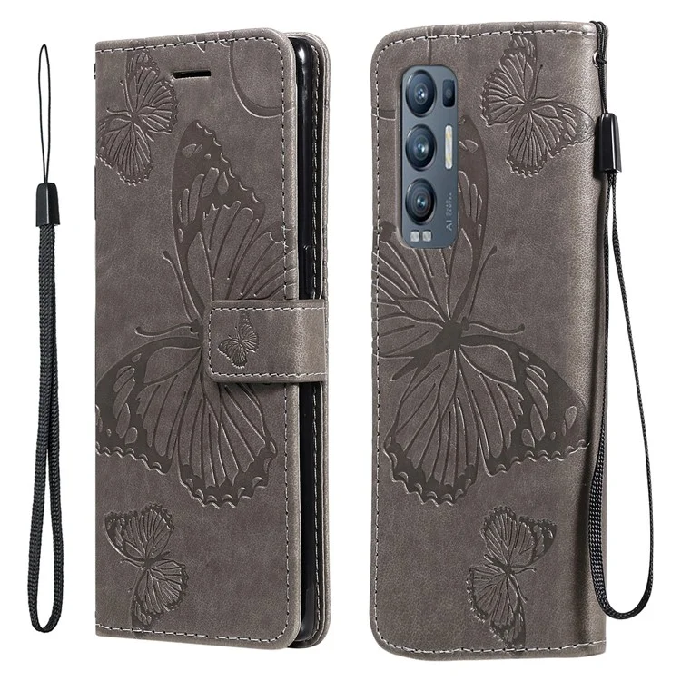 KT Impression de Fleurs Imprimer Imprint Butterfly le Cuir de Porte - Gris