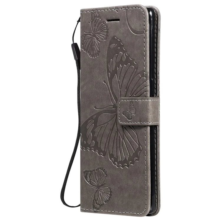 KT Impression de Fleurs Imprimer Imprint Butterfly le Cuir de Porte - Gris