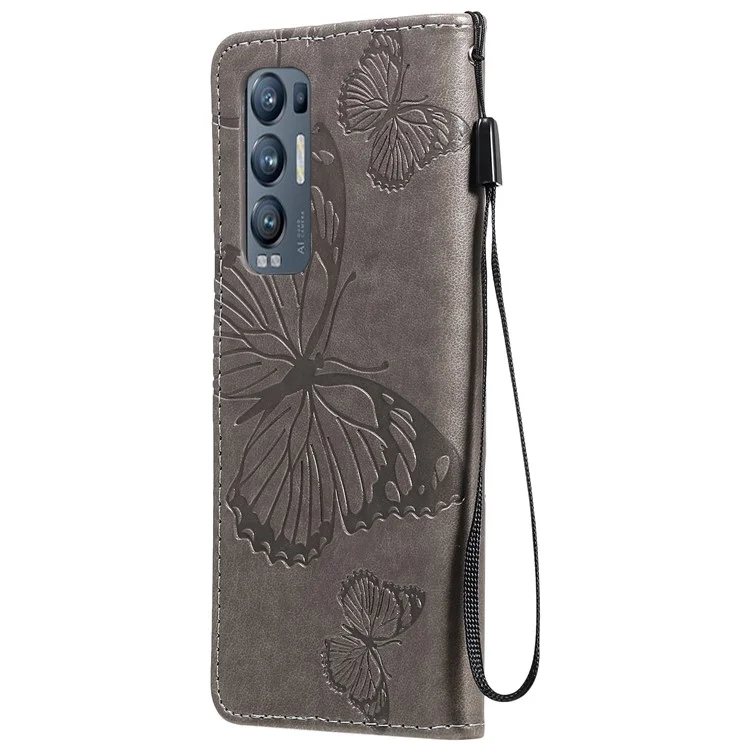 KT Impression de Fleurs Imprimer Imprint Butterfly le Cuir de Porte - Gris