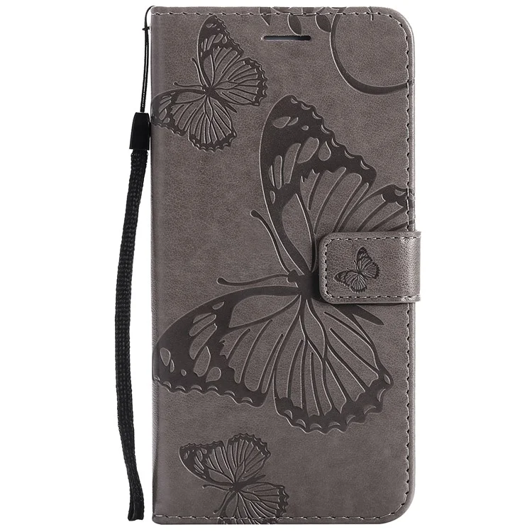 KT Impression de Fleurs Imprimer Imprint Butterfly le Cuir de Porte - Gris