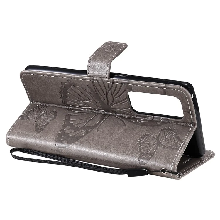 KT Impression de Fleurs Imprimer Imprint Butterfly le Cuir de Porte - Gris