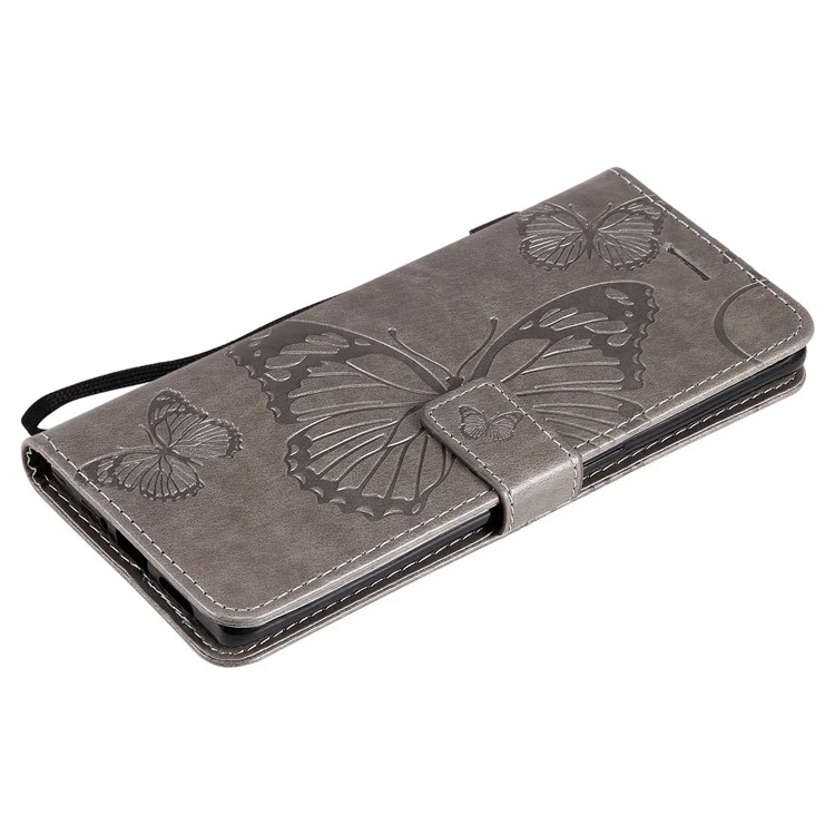 KT Impression de Fleurs Imprimer Imprint Butterfly le Cuir de Porte - Gris
