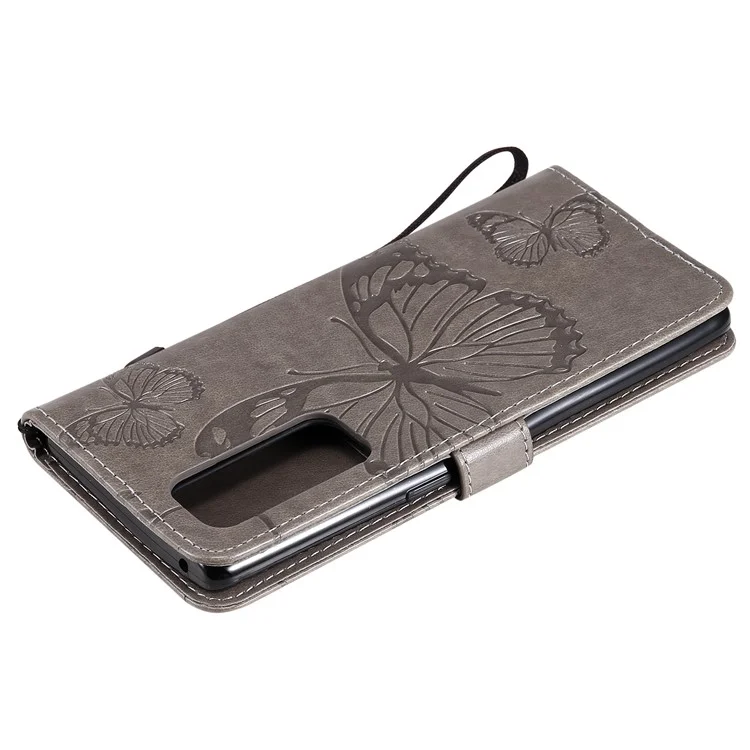 KT Impression de Fleurs Imprimer Imprint Butterfly le Cuir de Porte - Gris