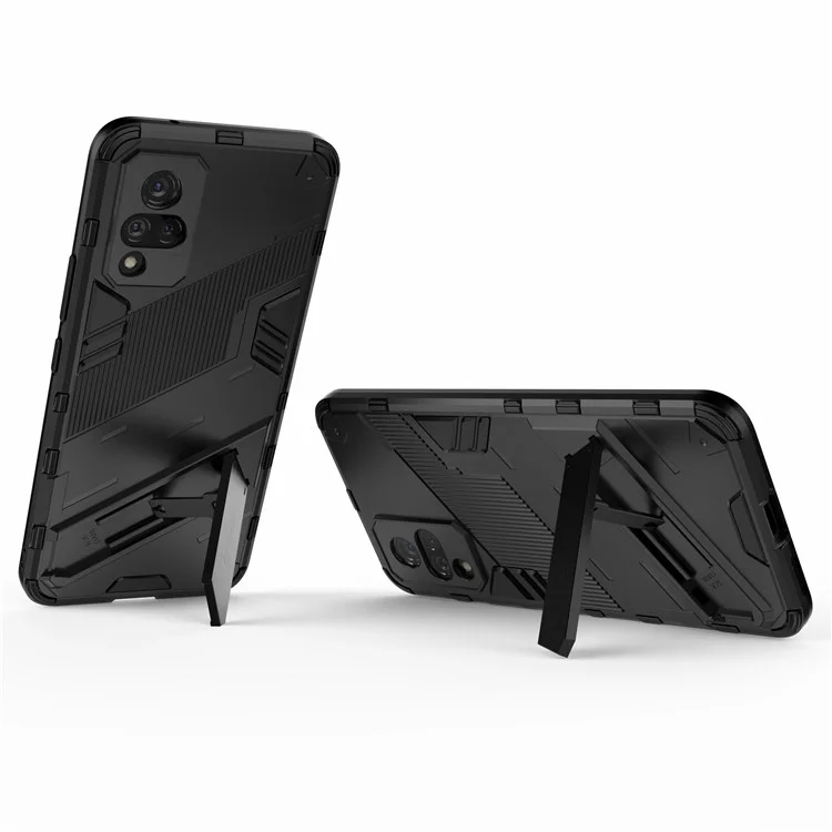 PC + TPU Hybrid Phone Cover Anti-Drop Cover Avec Conception de Kickstand Pour Vivo V21 4G / 5g - le Noir