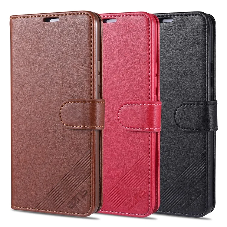 AZNS Conception de Portefeuille de Protection Complète Étui de Protection Téléphonique en Cuir PU Avec Support Pour Vivo X60 5G / X60 Pro 5G (Global) - Brun