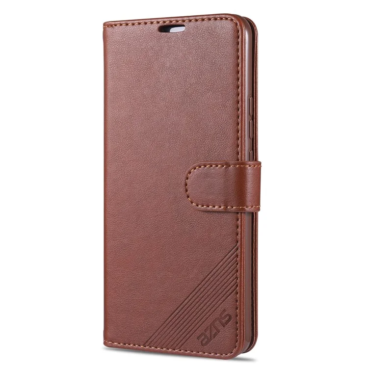 AZNS Conception de Portefeuille de Protection Complète Étui de Protection Téléphonique en Cuir PU Avec Support Pour Vivo X60 5G / X60 Pro 5G (Global) - Brun