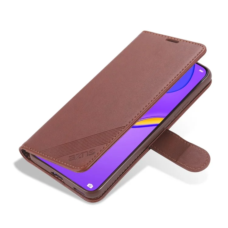 AZNS Conception de Portefeuille de Protection Complète Étui de Protection Téléphonique en Cuir PU Avec Support Pour Vivo X60 5G / X60 Pro 5G (Global) - Brun