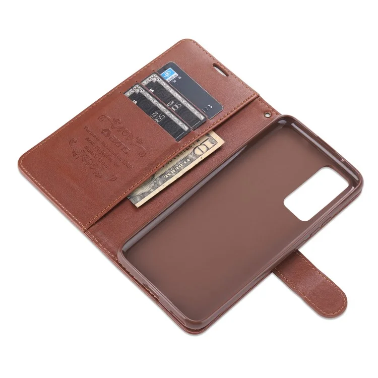 AZNS Conception de Portefeuille de Protection Complète Étui de Protection Téléphonique en Cuir PU Avec Support Pour Vivo X60 5G / X60 Pro 5G (Global) - Brun