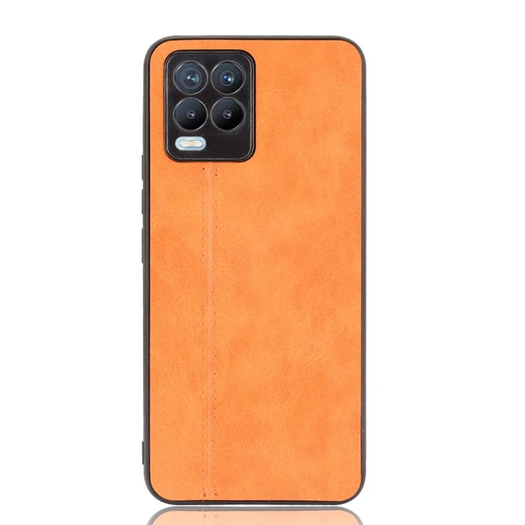 PC+TPU PU Recuro de Cuero Cuero Case de Protección de Protección de Pelío Para Realme 8/8 Pro 4G - Amarillo