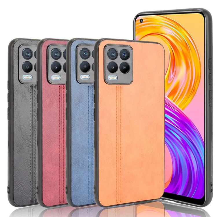 PC+TPU PU Recuro de Cuero Cuero Case de Protección de Protección de Pelío Para Realme 8/8 Pro 4G - Amarillo