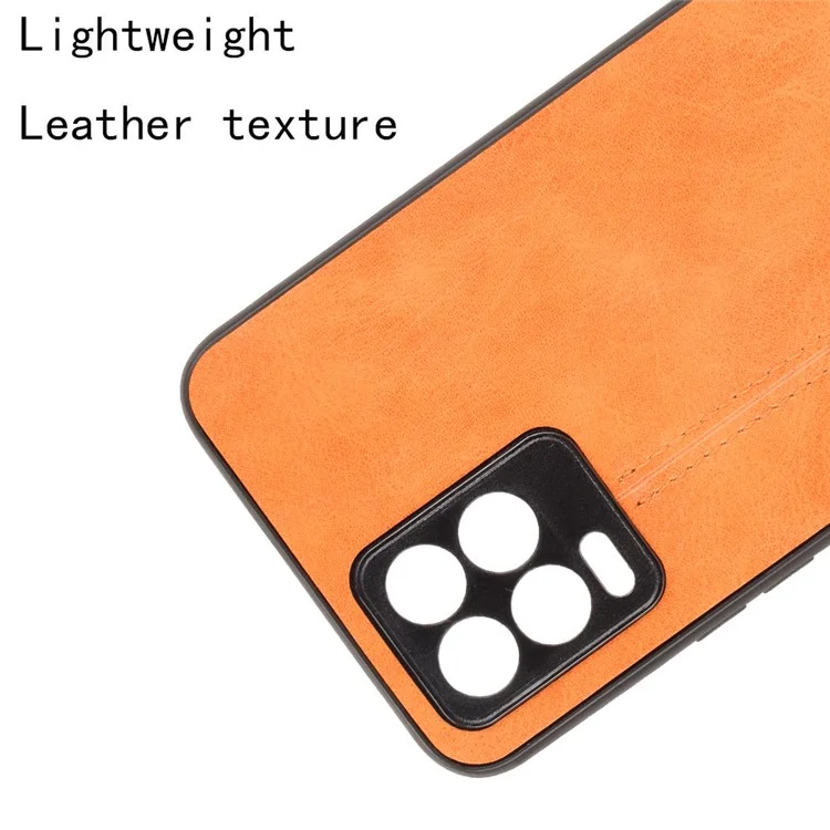 PC+TPU PU Recuro de Cuero Cuero Case de Protección de Protección de Pelío Para Realme 8/8 Pro 4G - Amarillo