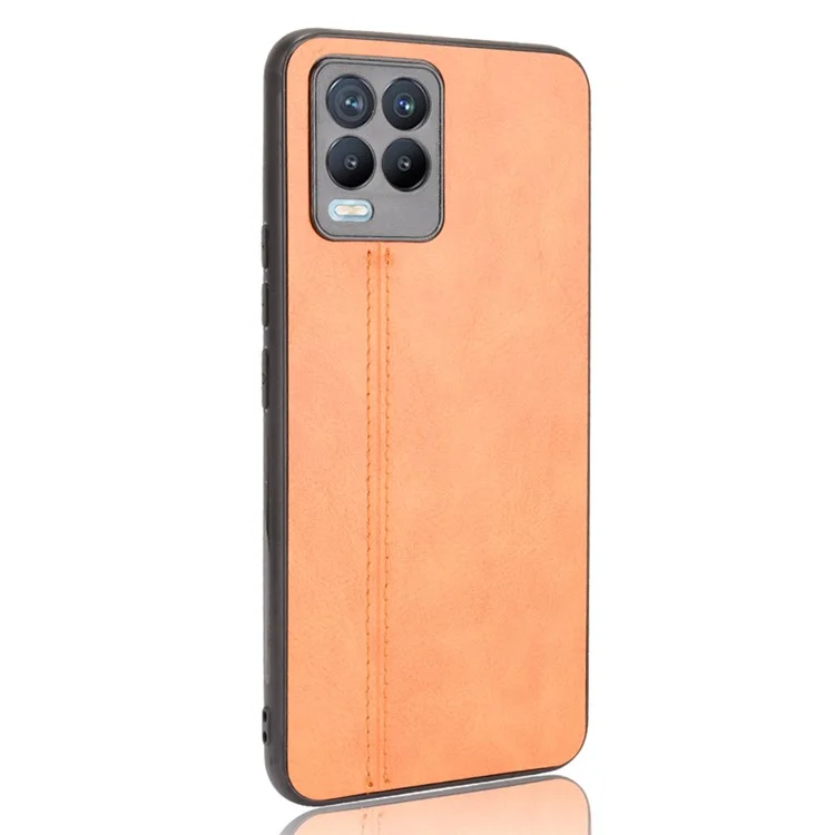 PC+TPU PU Recuro de Cuero Cuero Case de Protección de Protección de Pelío Para Realme 8/8 Pro 4G - Amarillo