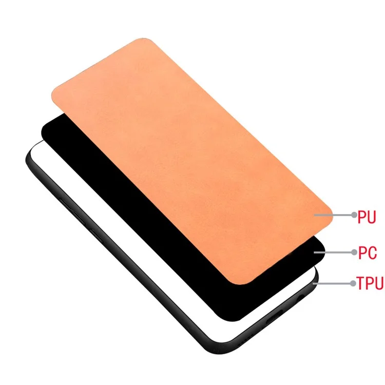 PC+TPU PU Recuro de Cuero Cuero Case de Protección de Protección de Pelío Para Realme 8/8 Pro 4G - Amarillo