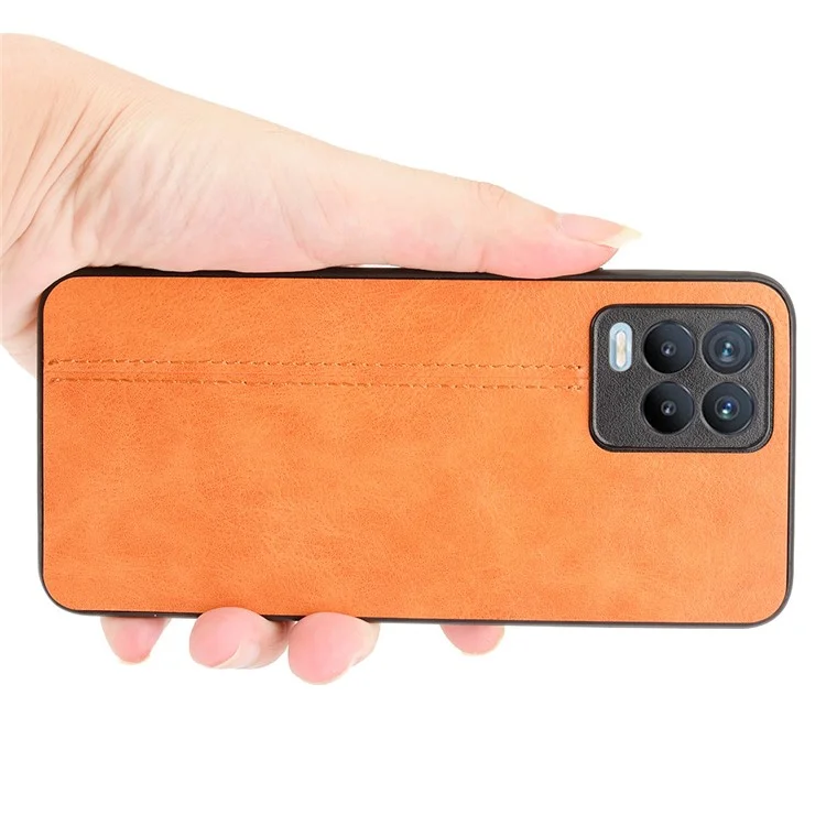 PC+TPU PU Recuro de Cuero Cuero Case de Protección de Protección de Pelío Para Realme 8/8 Pro 4G - Amarillo