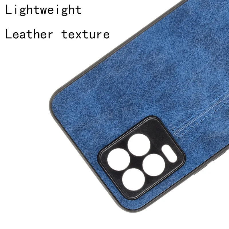 PC+TPU PU Leather Coated Stitching Line Design Phone Protection Case for Realme 8/8 Pro 4G - Blue