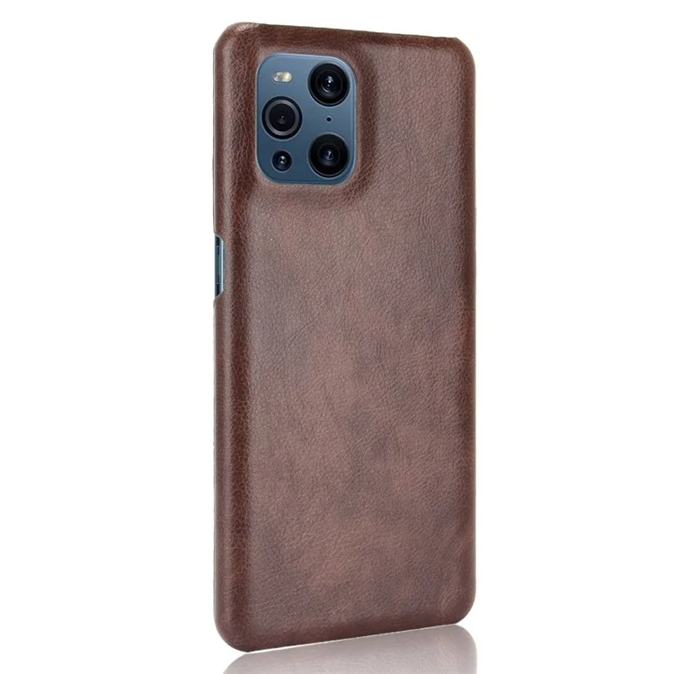 Anti-drop-litchi-textur Leder Beschichtete Pc-telefon-shell-hülle Für Oppo X3/Find X3 Pro - Braun