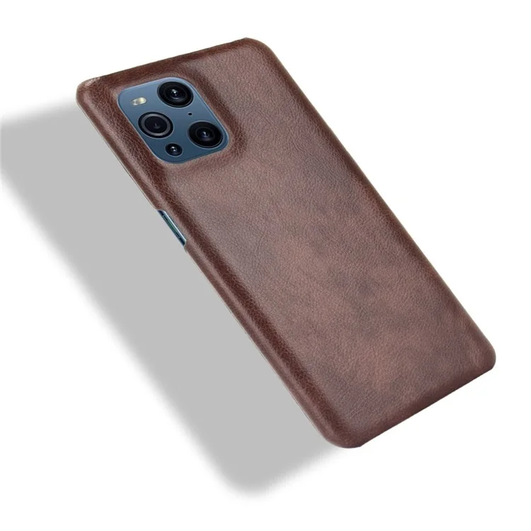 Anti-drop-litchi-textur Leder Beschichtete Pc-telefon-shell-hülle Für Oppo X3/Find X3 Pro - Braun