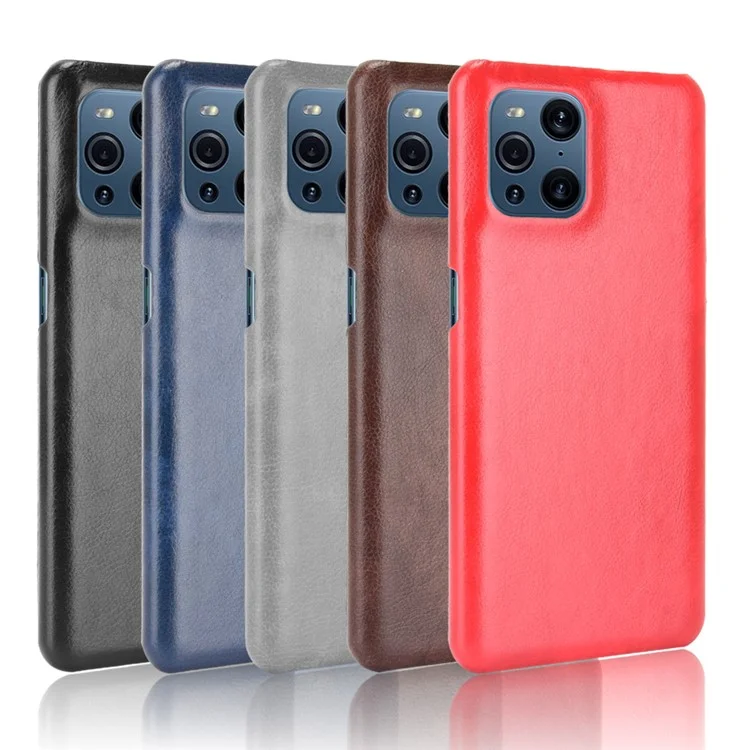 Anti-drop-litchi-textur Leder Beschichtete Pc-telefon-shell-hülle Für Oppo X3/Find X3 Pro - Braun