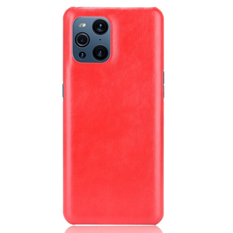 Anti-Drop Litchi Texture Leather Coated PC Phone Shell Case for Oppo Find X3/Find X3 Pro - Red