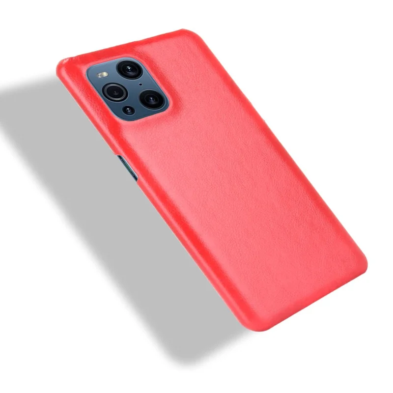 Anti-Drop Litchi Texture Leather Coated PC Phone Shell Case for Oppo Find X3/Find X3 Pro - Red
