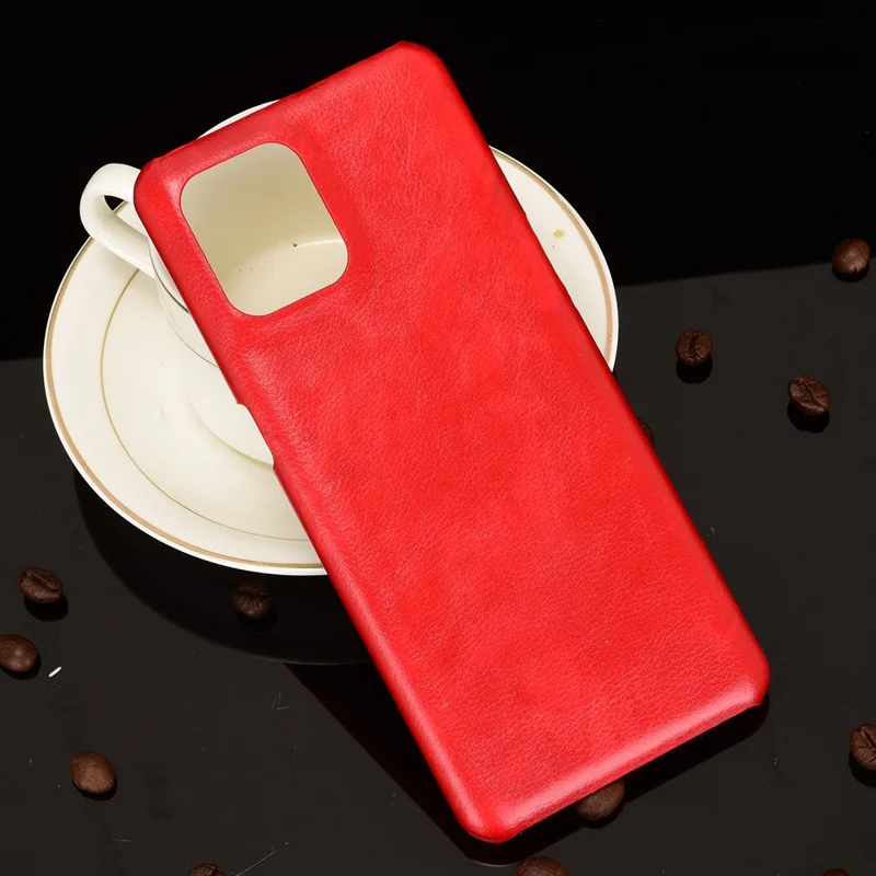 Anti-Drop Litchi Texture Leather Coated PC Phone Shell Case for Oppo Find X3/Find X3 Pro - Red
