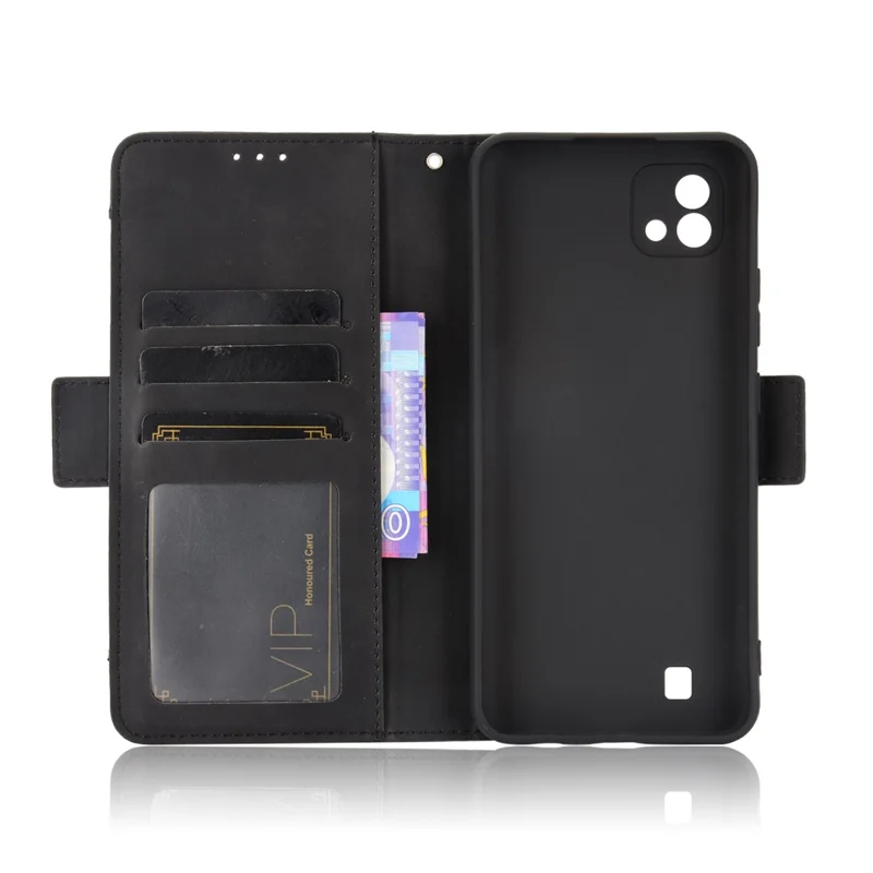 Multiple Card Slots Wallet Leather Stand Cover for Realme C11 2021 / C20 / C20A Phone Case - Black
