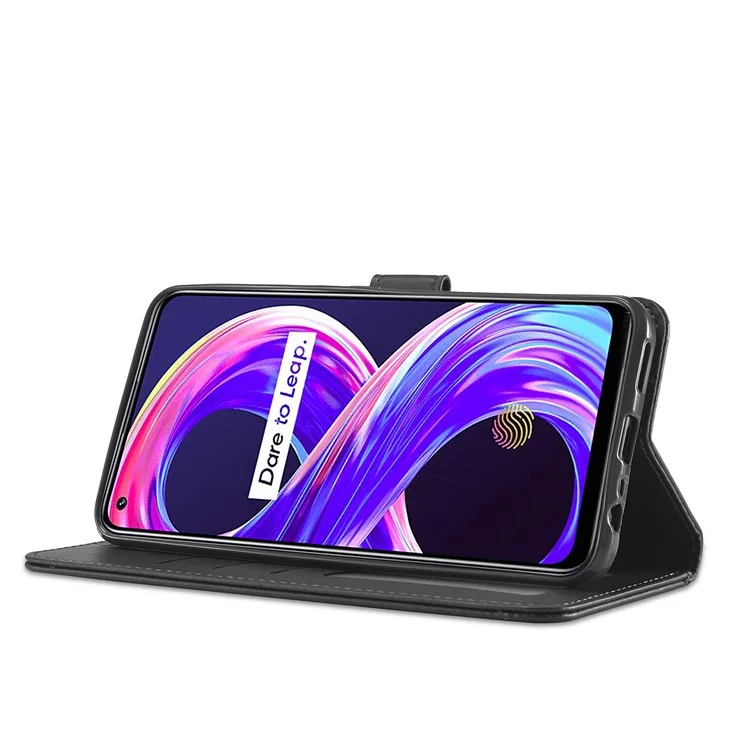 Lc. Imeeke Wallet Design Cuero Teléfono Protector Soporte SHELL PARA REALME 8/8 PRO 4G - Negro