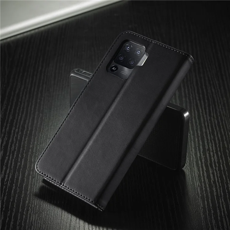 LC.IMEEKE Чехол-кошелек из натуральной кожи для телефона Oppo F19 Pro/A94/Reno5 F - Черный
