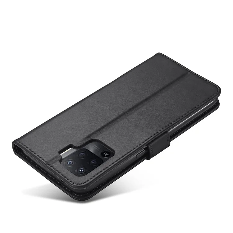 LC.IMEEKE Чехол-кошелек из натуральной кожи для телефона Oppo F19 Pro/A94/Reno5 F - Черный