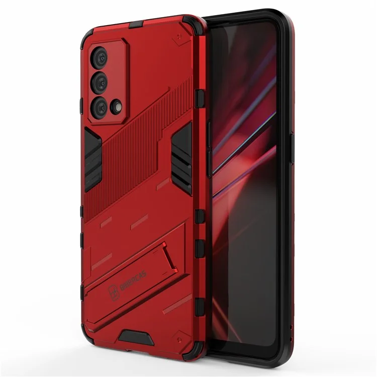 PC + Étui de protection hybride en TPU avec support pliable pour Oppo K9 - Rouge