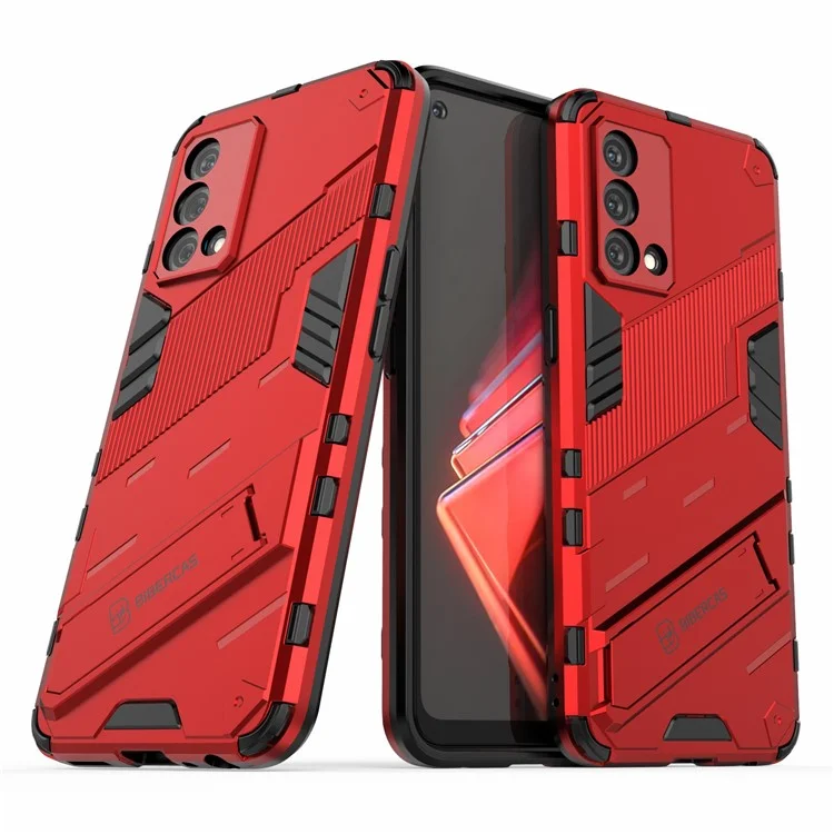 PC + Étui de protection hybride en TPU avec support pliable pour Oppo K9 - Rouge