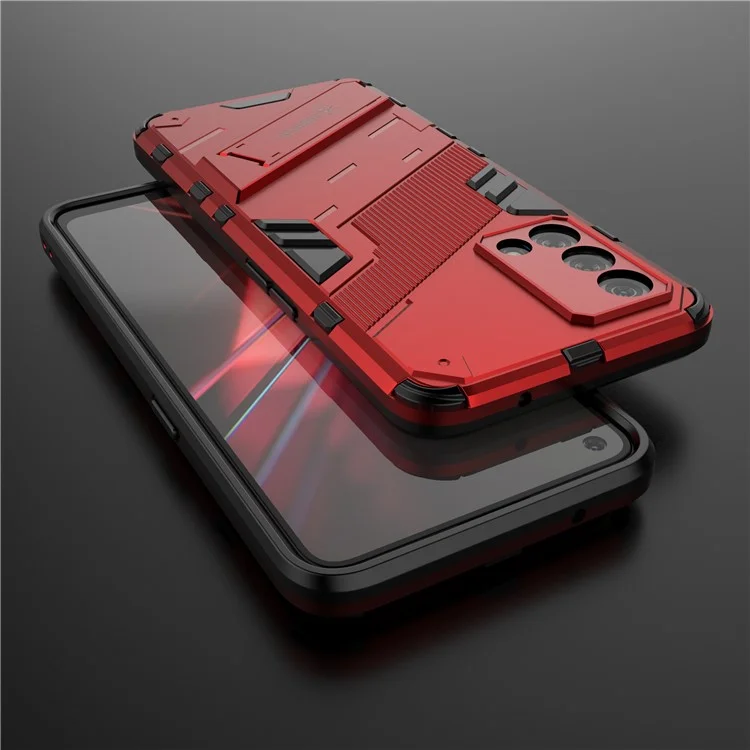 PC + Étui de protection hybride en TPU avec support pliable pour Oppo K9 - Rouge