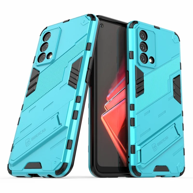 PC + TPU Shockproof Hybrid Case Phone Cover with Foldable Kickstand for Oppo K9 - Baby Blue