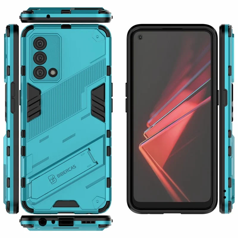 PC + TPU Shockproof Hybrid Case Phone Cover with Foldable Kickstand for Oppo K9 - Baby Blue