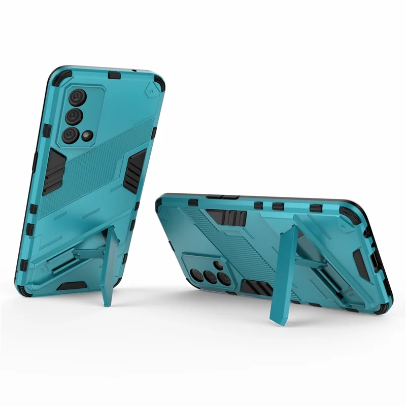 PC + TPU Shockproof Hybrid Case Phone Cover with Foldable Kickstand for Oppo K9 - Baby Blue