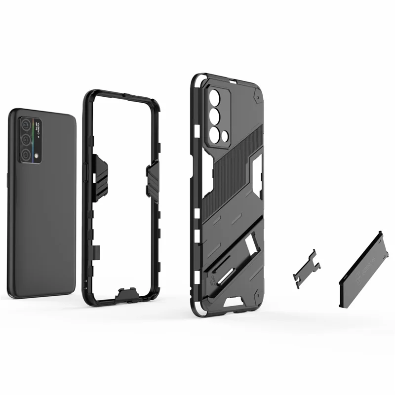 PC + TPU Shockproof Hybrid Case Phone Cover with Foldable Kickstand for Oppo K9 - Baby Blue