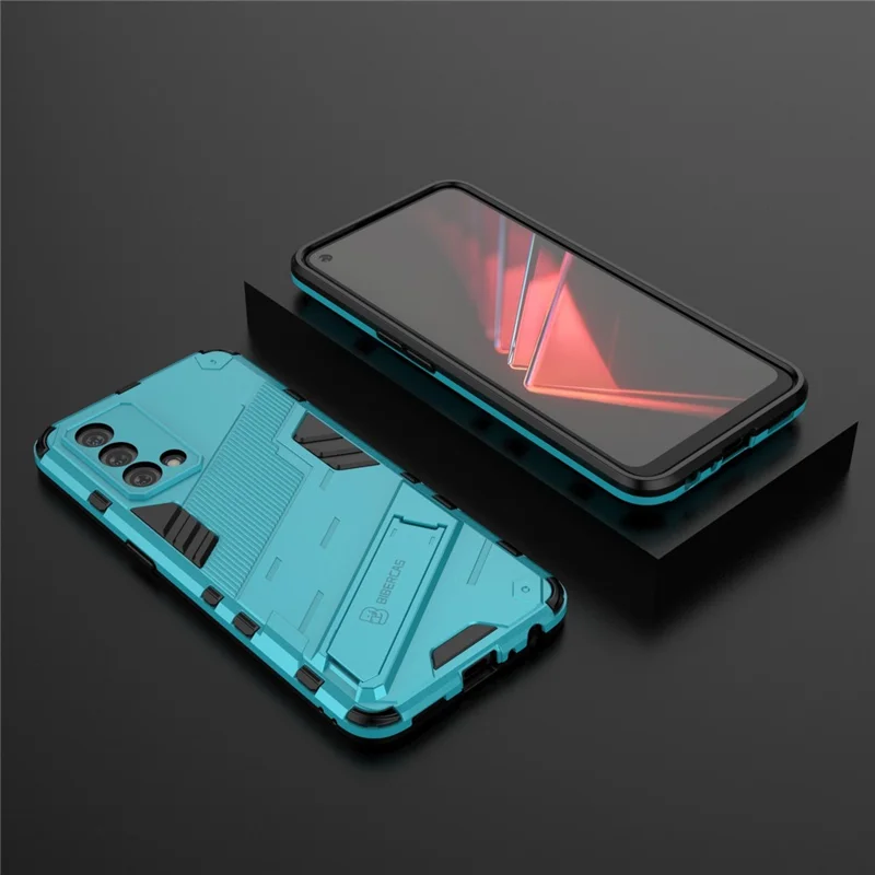PC + TPU Shockproof Hybrid Case Phone Cover with Foldable Kickstand for Oppo K9 - Baby Blue