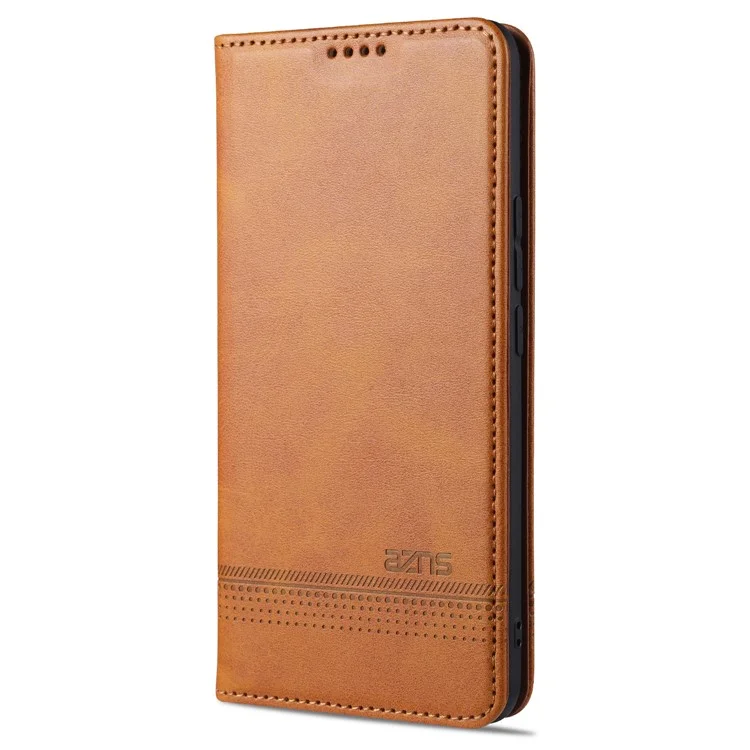 AZNS for vivo V21 4G Stand Wallet Case Auto-absorbed Magnetic Leather Phone Shell - Brown