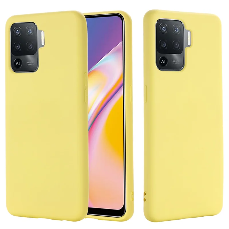For Oppo A94 / Reno5 F / F19 Pro / Reno5 Lite Phone Case Liquid Silicone Drop Protection Cover - Yellow