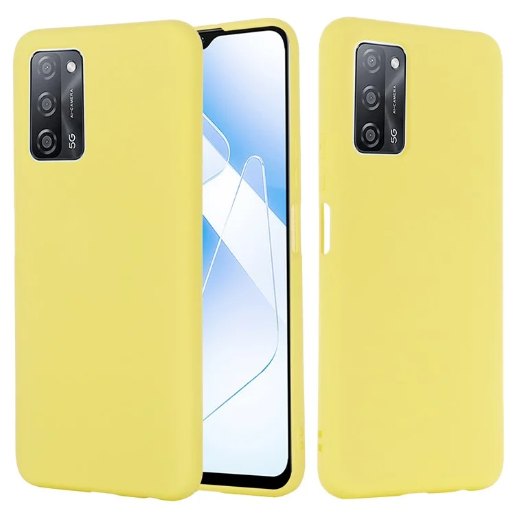 Para Oppo A55 5G / A54 4G Funda de silicona líquida a prueba de golpes Funda protectora para teléfonos con correa - Amarillo