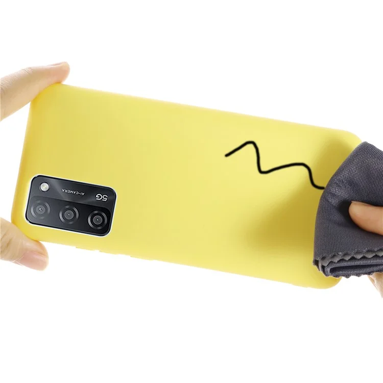 Para Oppo A55 5G / A54 4G Funda de silicona líquida a prueba de golpes Funda protectora para teléfonos con correa - Amarillo