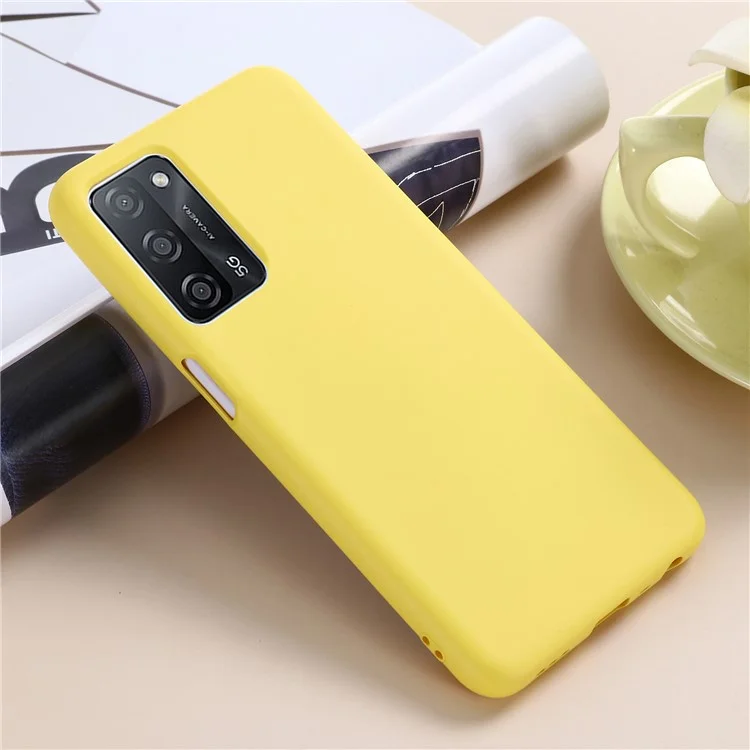 Para Oppo A55 5G / A54 4G Funda de silicona líquida a prueba de golpes Funda protectora para teléfonos con correa - Amarillo
