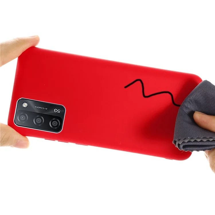 Для Oppo A55 5G / A54 4G Жидкий силиконовый чехол, ударопрочный защитный чехол для телефона со шнурком - Красный
