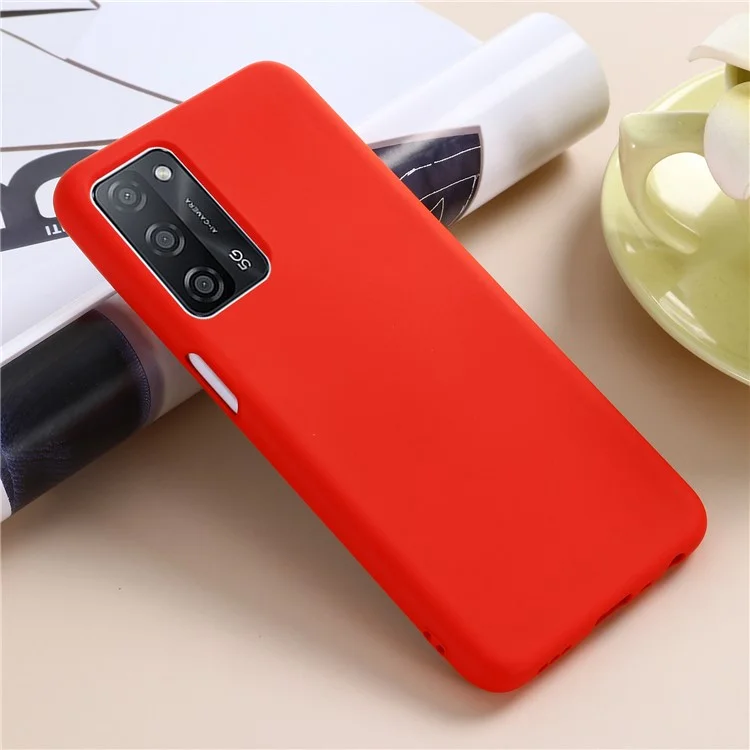 Для Oppo A55 5G / A54 4G Жидкий силиконовый чехол, ударопрочный защитный чехол для телефона со шнурком - Красный