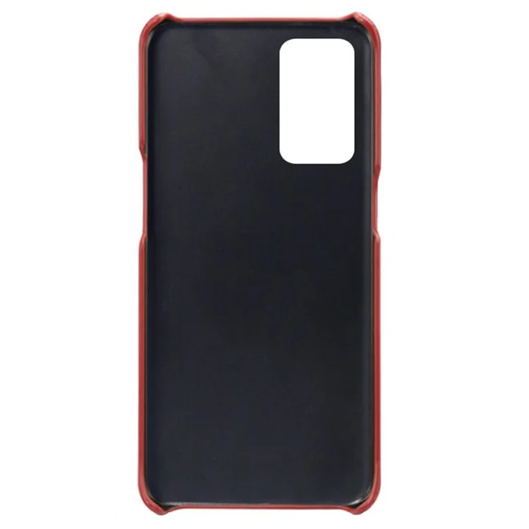 Étui de protection en plastique avec revêtement en cuir PU, pour Oppo Reno6 5G - Rouge